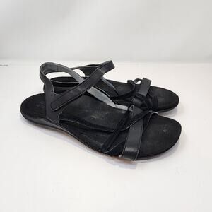 Abeo Women Bobbie Black Leather Sandals Size 10 M Comfort Shoes Open Toe Arch